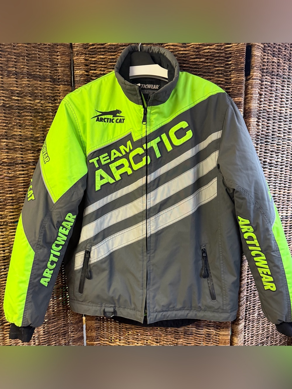 Team Arctic Cat - Youth Neon Green & Gray Jacket- Size: C16, Articwear